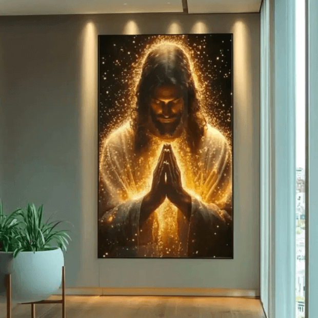 Quadro Decorativo 3D (Imagem de Jesus Cristo em Oração) "Poli Lar"