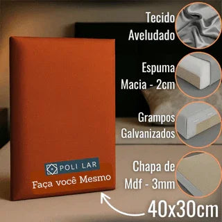 Cabeceira Modular "Poli Lar". Encosto Almofadado para Camas de Solteiro, Casal, Queem e King.