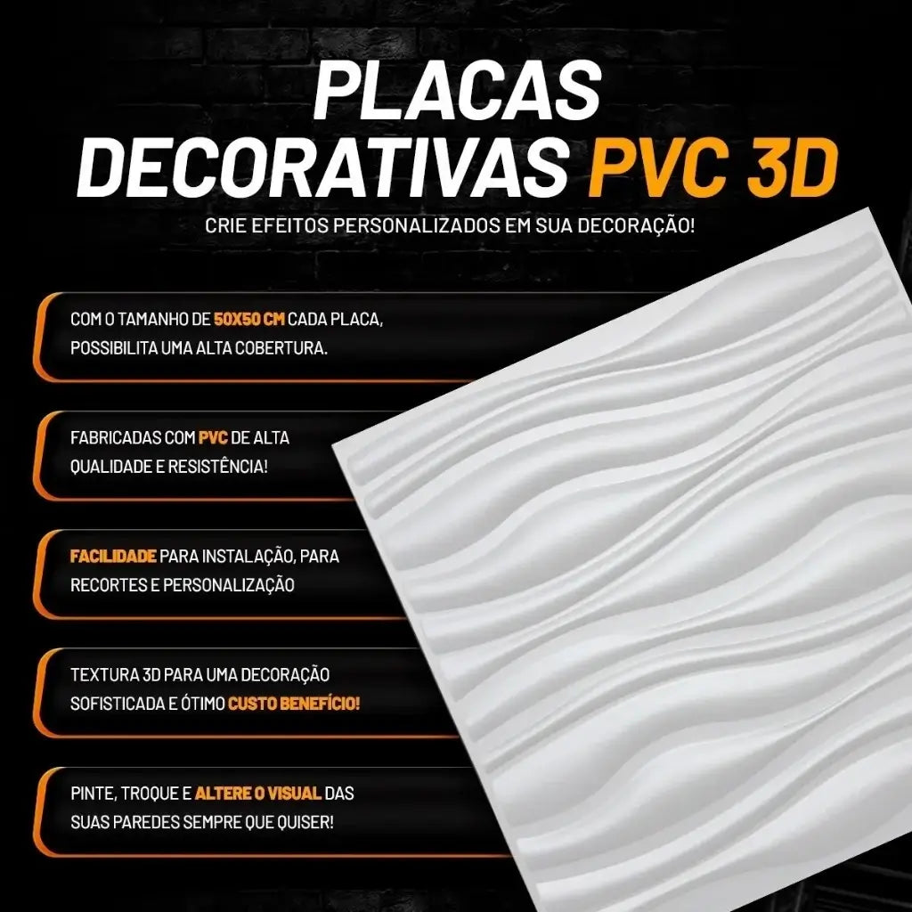 Kit Placas de Parede 3D Modelo Sahara "Poli Lar" 50x50cm