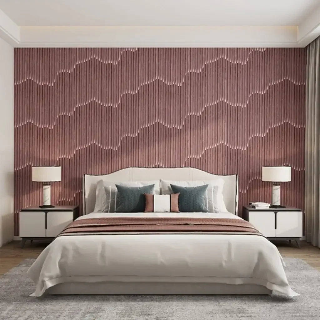 Papel de Parede 3D Madeira Ripada Ondulada "Poli Lar"