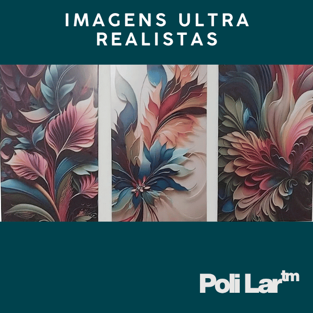 Quadros Decorativos 3 Peças (Flores e Folhas Modernas) "Poli Lar"