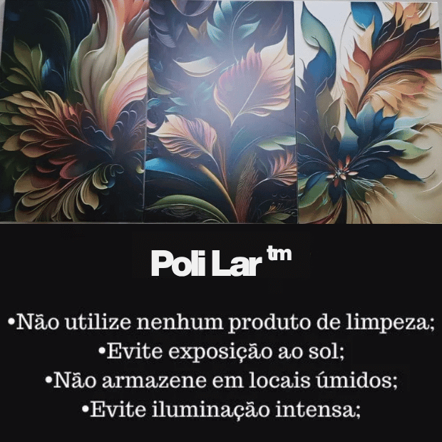 Quadros Decorativos 3 Peças (Flores e Folhas Modernas) "Poli Lar"
