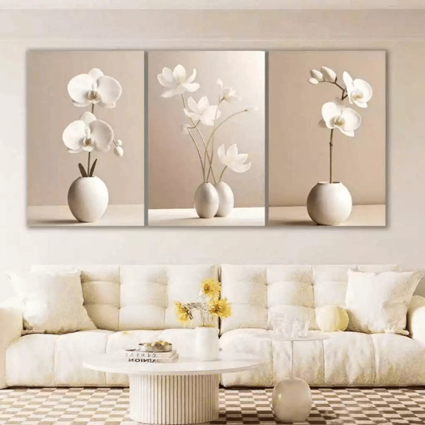 Quadros Decorativos Orquídeas Brancas "Poli Lar" Estilo Moderno e Realista