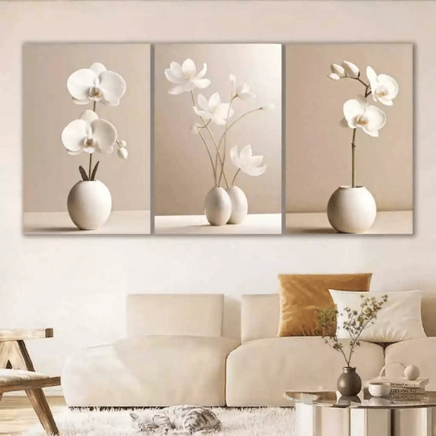 Quadros Decorativos Orquídeas Brancas "Poli Lar" Estilo Moderno e Realista