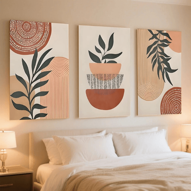 Quadros Decorativos Plantas Tropical com Linhas Geométricas "Poli Lar"