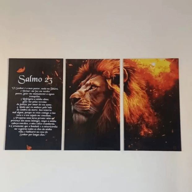 Quadros Religiosos Decorativo (Leão de Judá: Salmo 23) "Poli Lar"