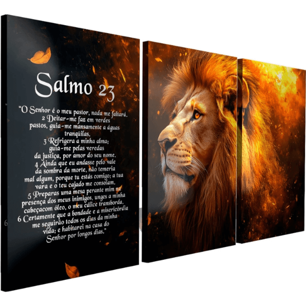 Quadros Religiosos Decorativo (Leão de Judá: Salmo 23) "Poli Lar"
